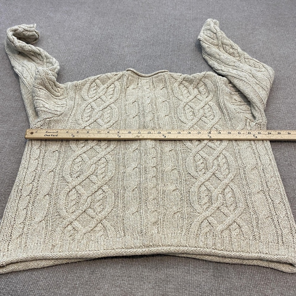 VTG Sonoma Sweater Women XL Beige Silk Wool Cable Knit Button Crew Neck Cardigan - Picture 7 of 11